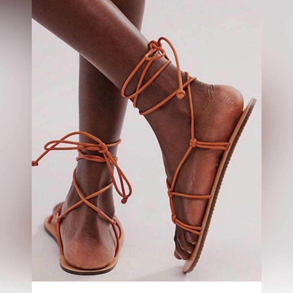 New Free People So Strappy Sandals Sunset Orange Sz 6.5 gladiator
